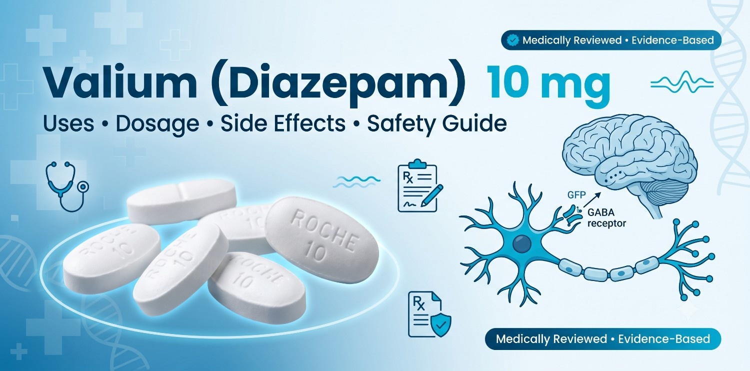 Valium (Diazepam) 10 mg medication guide - uses, dosage, side effects
